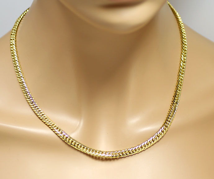 Foto 4 - Damen Halskette im Doppelpanzer Muster, massiv 14K Gold, K3072