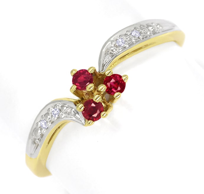 Foto 2 - Damenring geschwungen mit Rubinen und Diamanten in Gold, Q1306