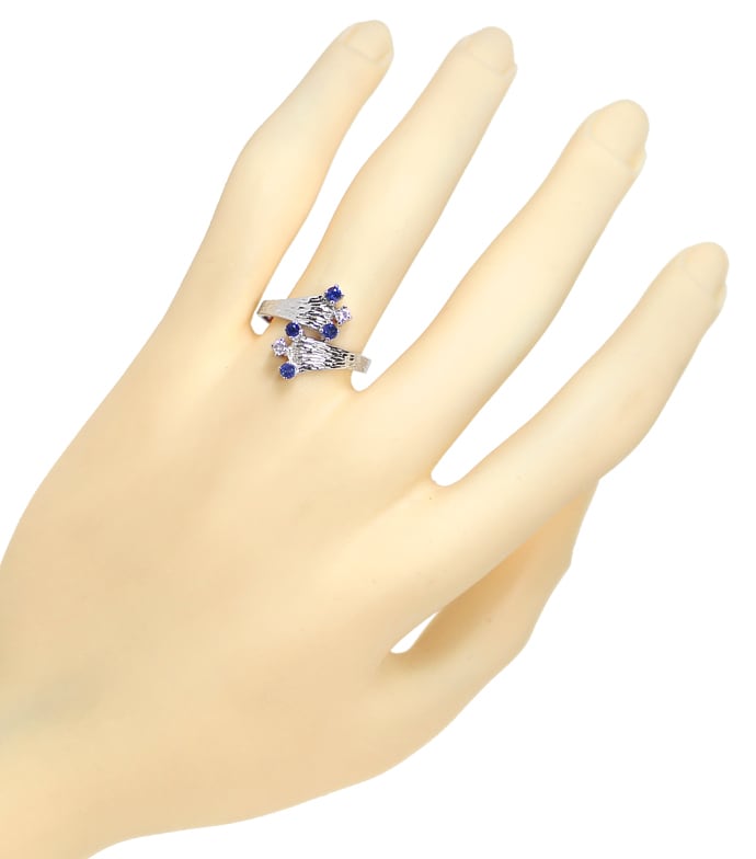 Foto 4 - Diamantring mit blauen Saphiren und Brillanten-Weißgold, Q1318