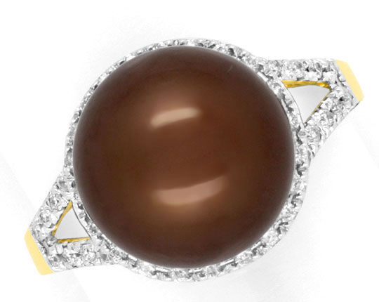 Foto 2 - Original Tahiti Perl Ring, 38 Diamanten Gelbgold, S1130