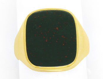 Foto 1 - Siegelring Herrenring mit grünem Jaspis in 18K Gelbgold, S9363